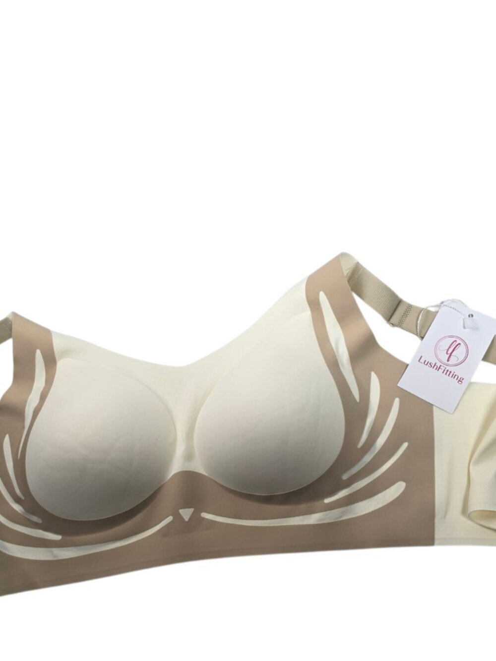 LushFitting Push-Up No Underwire Cream/Brown Bra Sz 5X